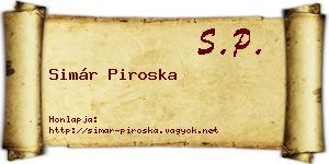 Simár Piroska névjegykártya